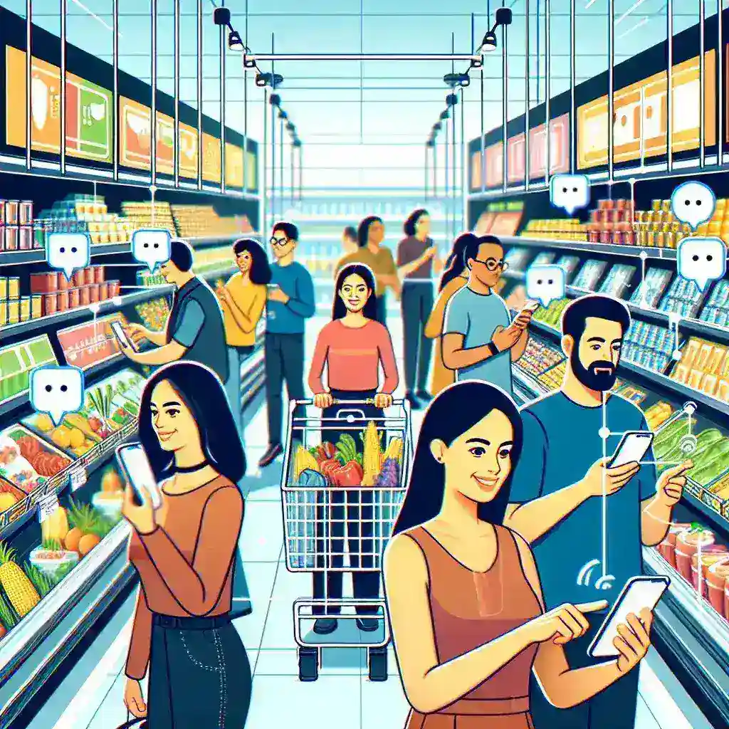 "AI-powered real-time grocery pricing feature in Walmart app enhances shopping experience, showcased on smartphone screen with vibrant grocery items."