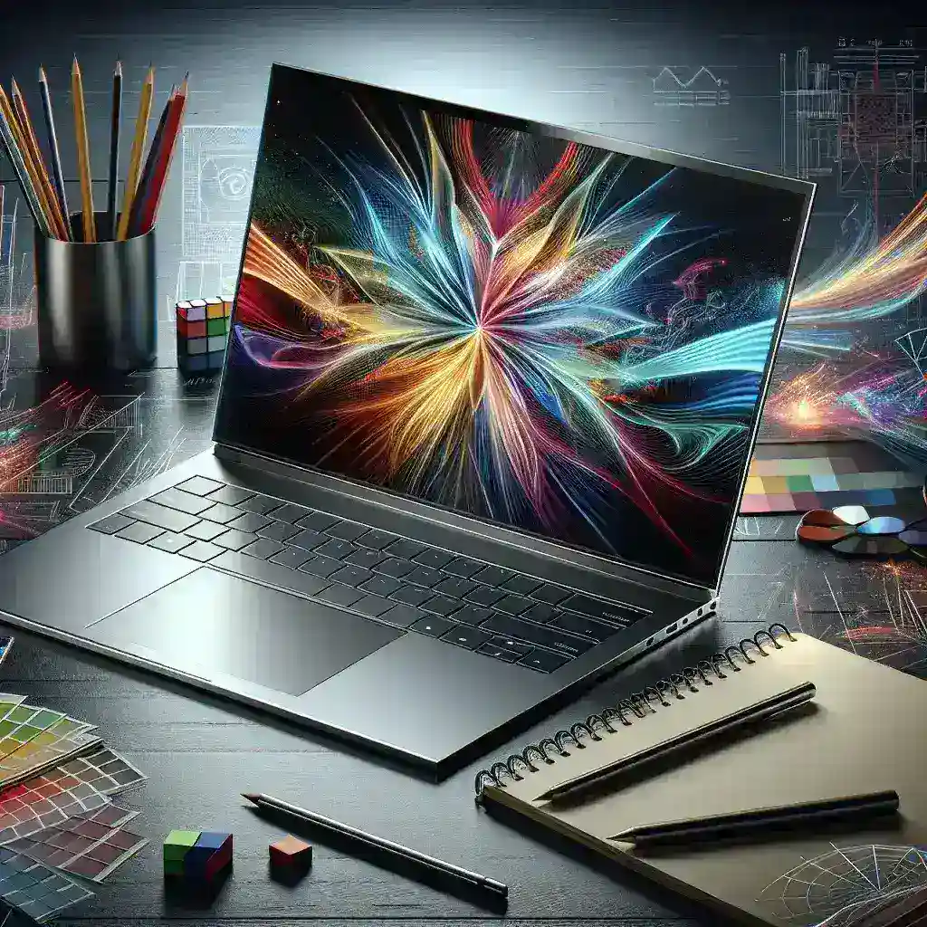 "Close-up of the Asus ProArt P16 laptop showcasing its sleek design, Ryzen 9 AI CPU, and RTX 5070 graphics card, ideal for creative professionals and designers."